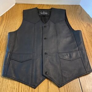 Oscar Piel Men's Small Leather USA Eagle vest - Motorcycle Club Style